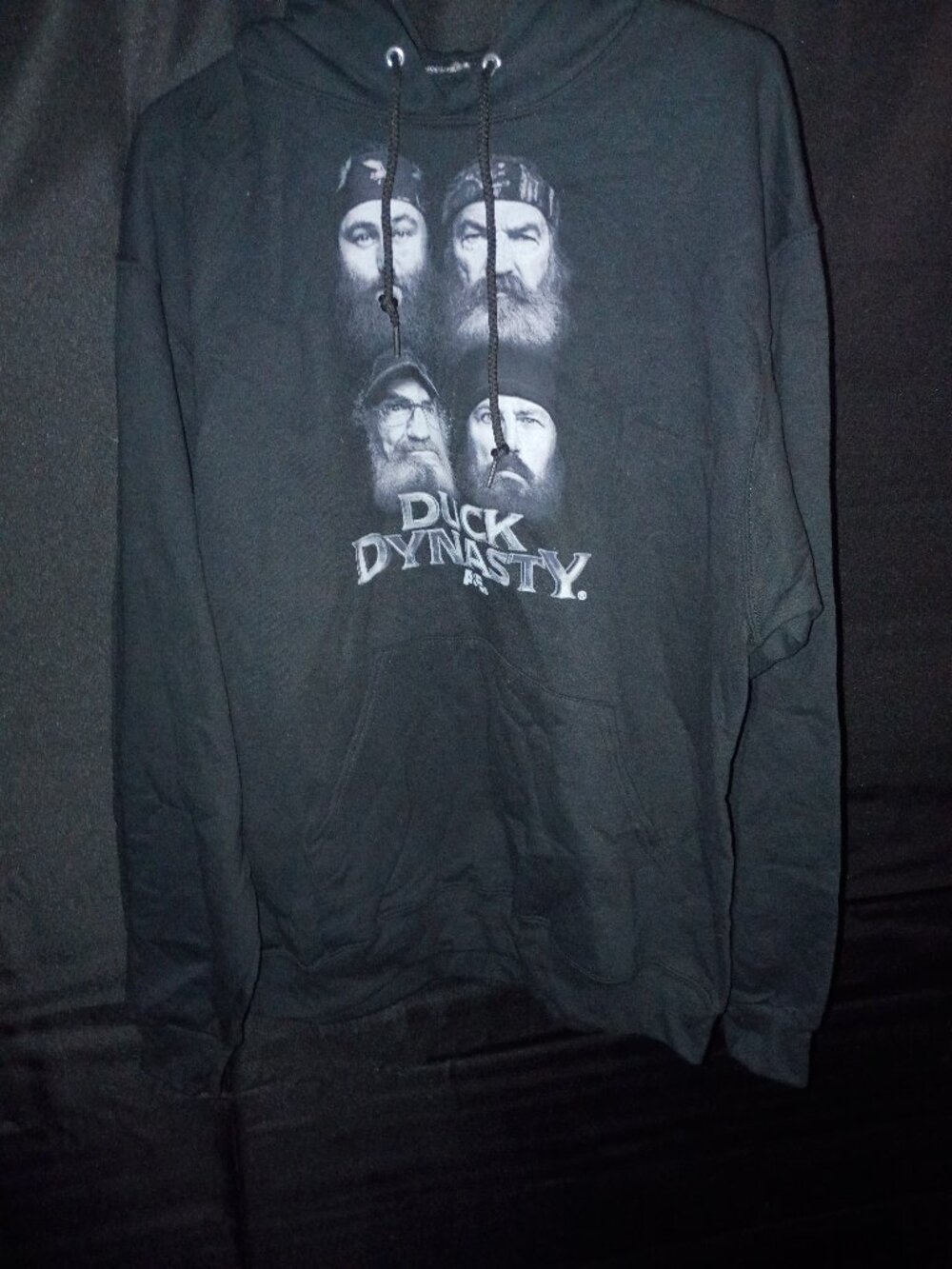 Men's Duck Dynasty Black Hoodie Jumper Graphic Logo TV Show Size XL -NEW NO TAGS
